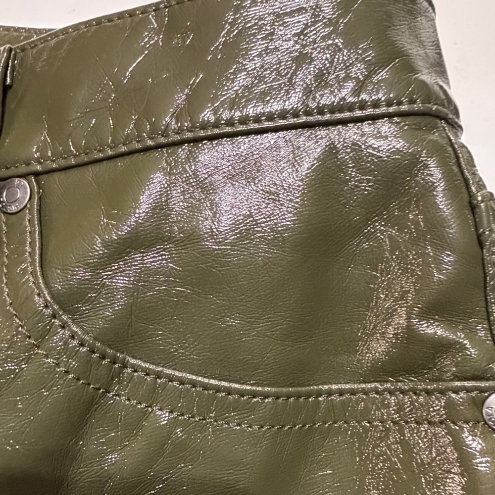 Pistola Glossy Olive Faux Leather Pants Size 27 - Picture 9 of 11